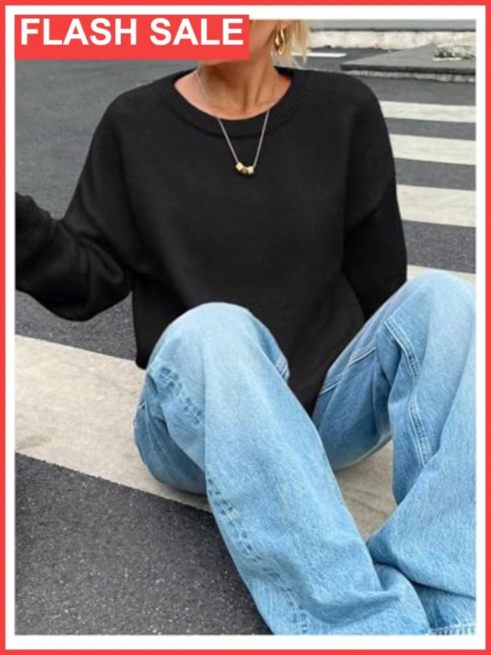 Oversized Long Sleeve Crewneck Knit Pullover Sweater